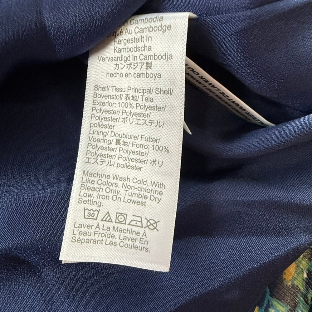 J. Crew Factory Women's Ruffle Tie-Neck Short Sleeve Blouse Navy Floral NWT S - Picture 12 of 15